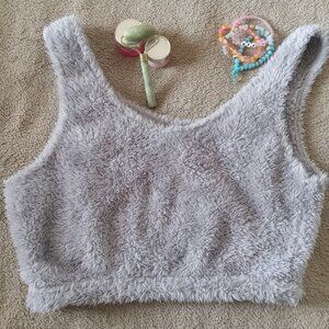 Grey Fuzzy Crop Tank Top (Unbranded, Women's XS/S)